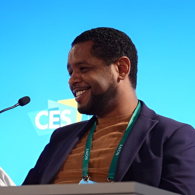 Michel Tzsfaldet speaking at CES.